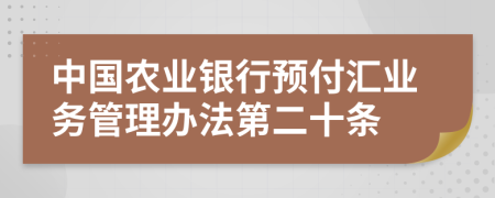 中国农业银行预付汇业务管理办法第二十条