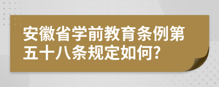 安徽省学前教育条例第五十八条规定如何?