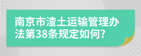 南京市渣土运输管理办法第38条规定如何?