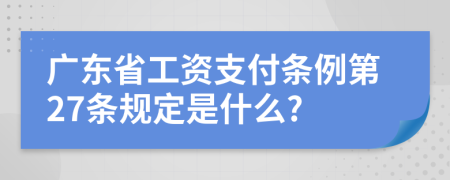 广东省工资支付条例第27条规定是什么?