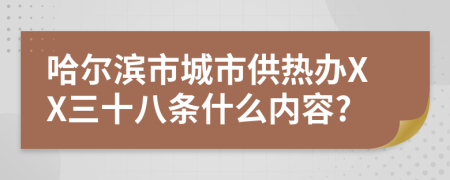 哈尔滨市城市供热办XX三十八条什么内容?