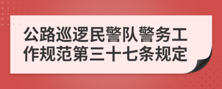 公路巡逻民警队警务工作规范第三十七条规定