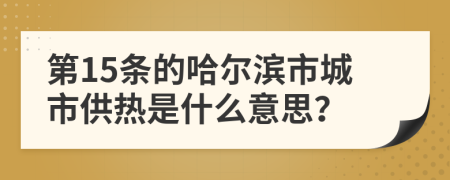 第15条的哈尔滨市城市供热是什么意思？