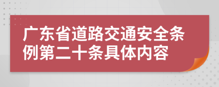 广东省道路交通安全条例第二十条具体内容