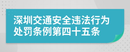 深圳交通安全违法行为处罚条例第四十五条