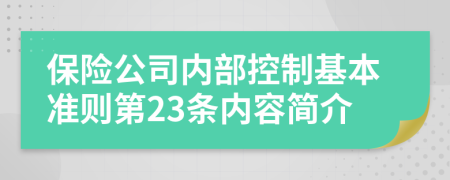 保险公司内部控制基本准则第23条内容简介