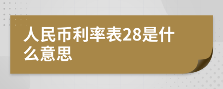 人民币利率表28是什么意思