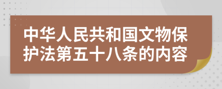 中华人民共和国文物保护法第五十八条的内容