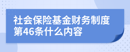 社会保险基金财务制度第46条什么内容