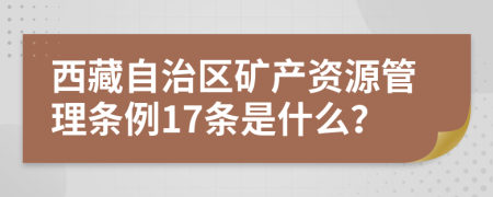 西藏自治区矿产资源管理条例17条是什么？