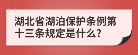 湖北省湖泊保护条例第十三条规定是什么?