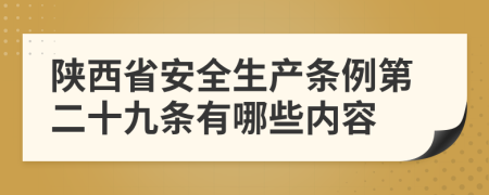 陕西省安全生产条例第二十九条有哪些内容