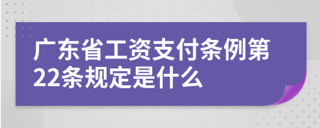 广东省工资支付条例第22条规定是什么