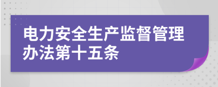 电力安全生产监督管理办法第十五条