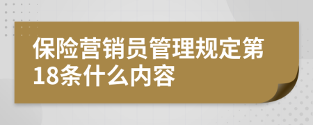 保险营销员管理规定第18条什么内容