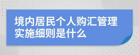 境内居民个人购汇管理实施细则是什么