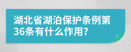 湖北省湖泊保护条例第36条有什么作用？