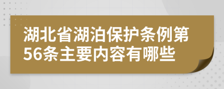 湖北省湖泊保护条例第56条主要内容有哪些