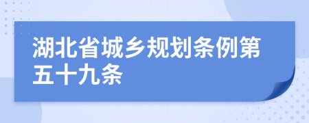 湖北省城乡规划条例第五十九条