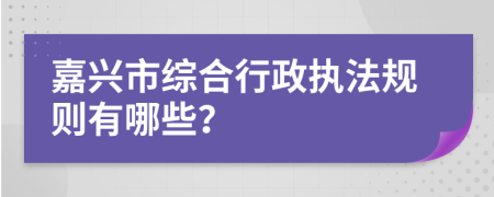 嘉兴市综合行政执法规则有哪些？