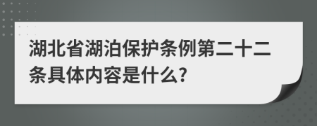 湖北省湖泊保护条例第二十二条具体内容是什么?