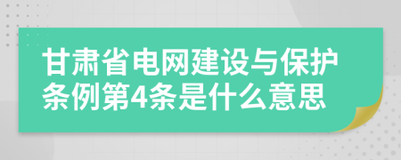 甘肃省电网建设与保护条例第4条是什么意思