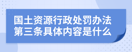 国土资源行政处罚办法第三条具体内容是什么