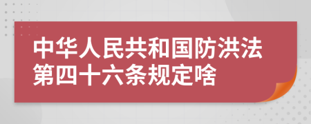 中华人民共和国防洪法第四十六条规定啥