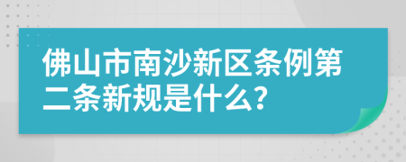 佛山市南沙新区条例第二条新规是什么？