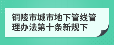 铜陵市城市地下管线管理办法第十条新规下