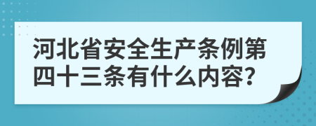 河北省安全生产条例第四十三条有什么内容？