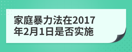 家庭暴力法在2017年2月1日是否实施