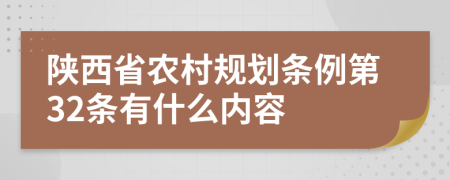 陕西省农村规划条例第32条有什么内容