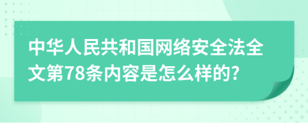 中华人民共和国网络安全法全文第78条内容是怎么样的?