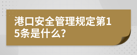 港口安全管理规定第15条是什么？