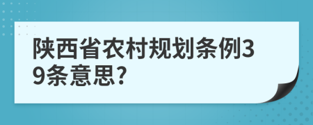 陕西省农村规划条例39条意思?