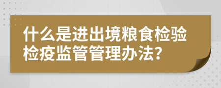 什么是进出境粮食检验检疫监管管理办法？