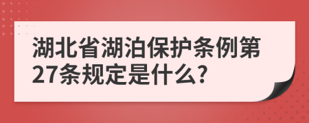 湖北省湖泊保护条例第27条规定是什么?