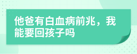 他爸有白血病前兆，我能要回孩子吗