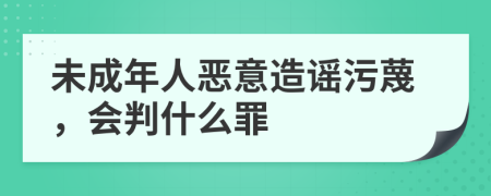 未成年人恶意造谣污蔑，会判什么罪