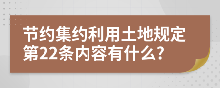 节约集约利用土地规定第22条内容有什么?