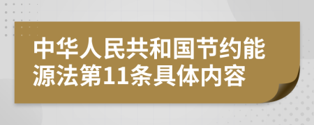 中华人民共和国节约能源法第11条具体内容