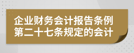 企业财务会计报告条例第二十七条规定的会计