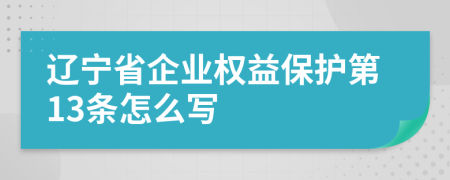 辽宁省企业权益保护第13条怎么写