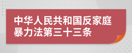 中华人民共和国反家庭暴力法第三十三条