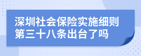 深圳社会保险实施细则第三十八条出台了吗