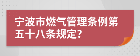 宁波市燃气管理条例第五十八条规定？