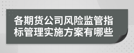 各期货公司风险监管指标管理实施方案有哪些