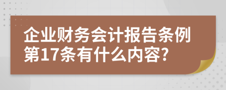 企业财务会计报告条例第17条有什么内容?