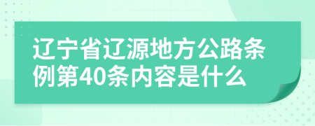 辽宁省辽源地方公路条例第40条内容是什么